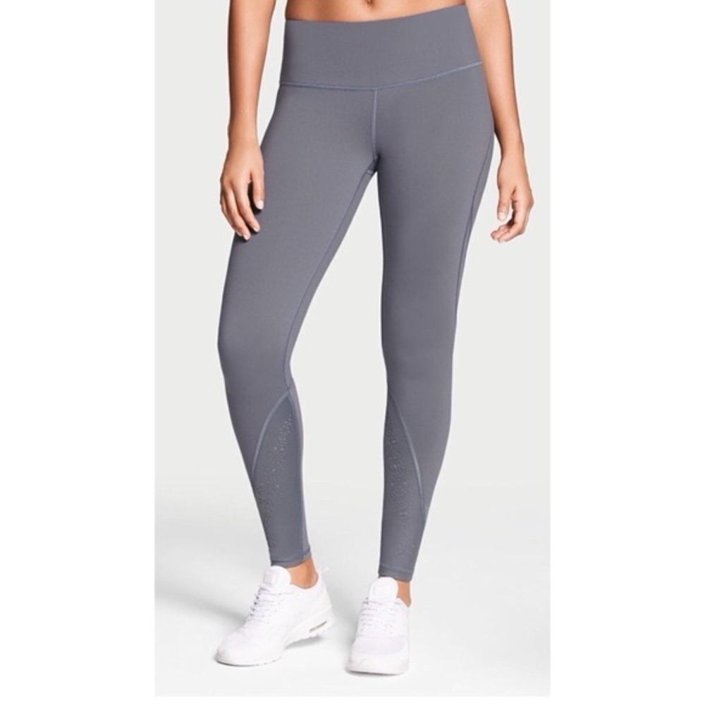 Victoria's‎ Secret Knockout Laser Cut Eyelet Mesh Back Leggings Grey XS Long
